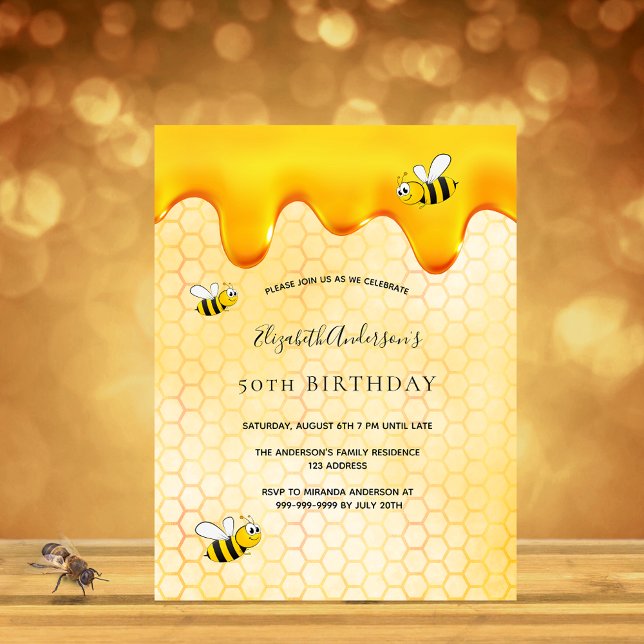 Invitación a la panadería de abejas de cumpleaños (Subido por el creador)