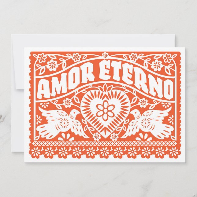Invitación a la pancarta de Amor Eterno Papel Pica (Reverso)