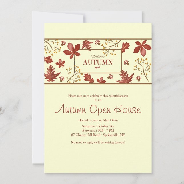 Invitación a la pancarta de bienvenida de otoño (Anverso)