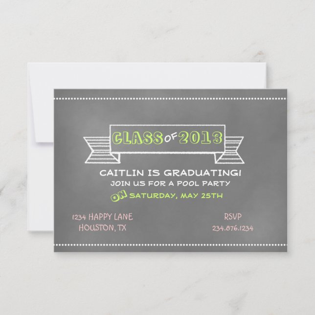 Invitación a la pancarta de Chalkboard (Anverso)