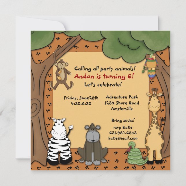 Invitación a la pandilla de la jungla (Anverso)