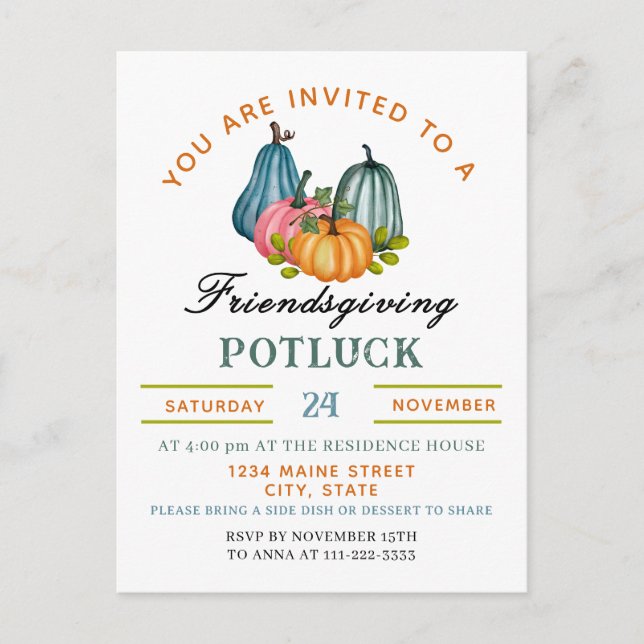 Invitación a la papila de calabaza de otoño (Anverso)