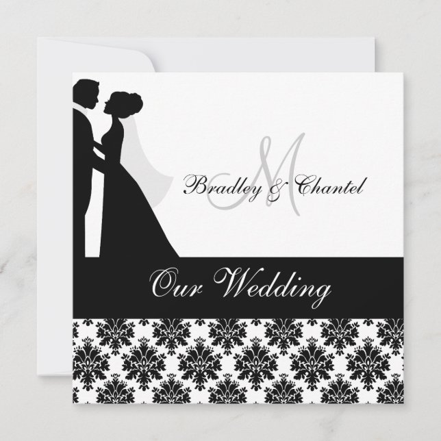 Invitación a la pareja de Bodas negros y blancos