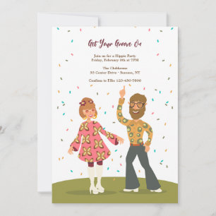 Invitación a la pareja Hippie Groovy