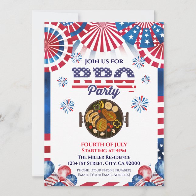 Invitación a la parrillada del 4 de julio, invitac (Anverso)