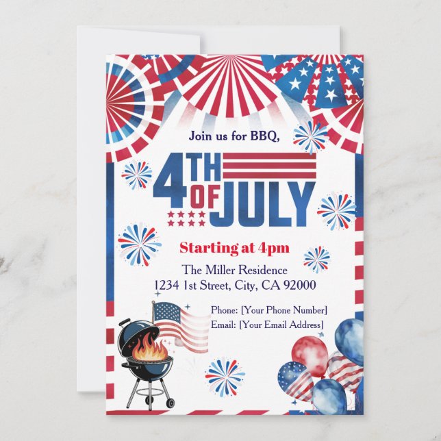 Invitación a la parrillada del 4 de julio, invitac (Anverso)