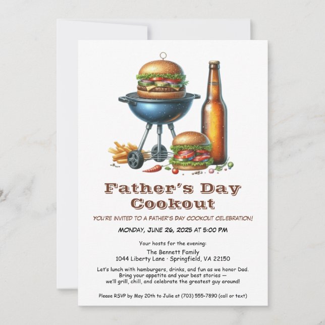 Invitación a la parrillada del Día del Padre – Ham (Anverso)
