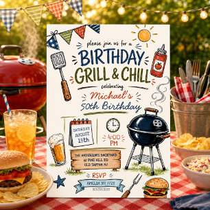 Invitación a la parrillada y barbacoa de cumpleaño