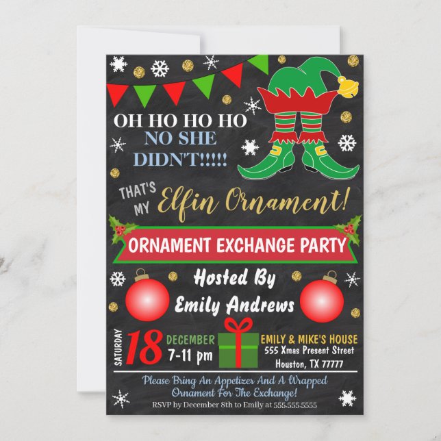 Invitación a la parte de intercambio de ornamentos (Anverso)