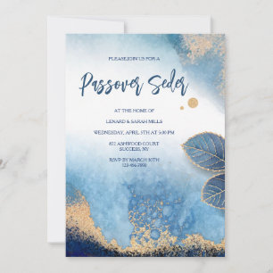 Invitación a la Pascua Azul y Oro Moderno