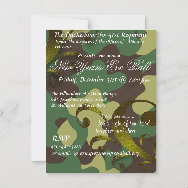 Invitación a la pelota de Año Nuevo Militar (Anverso)