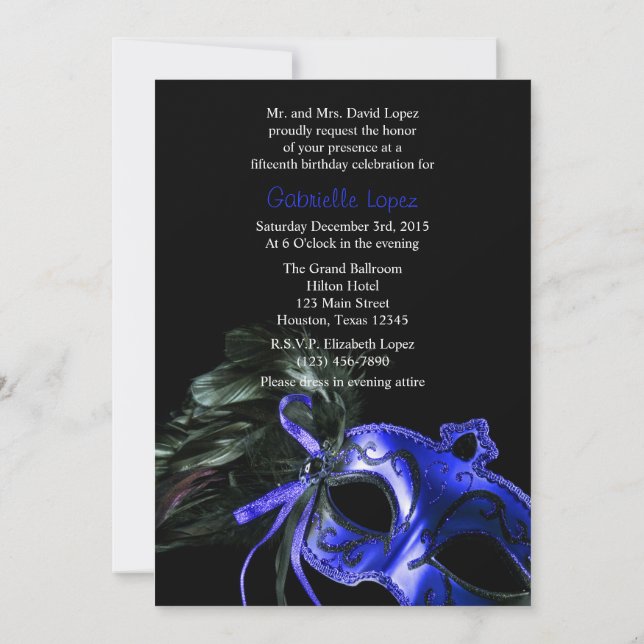 Invitación a la pelota de Quinceanera (Reverso)