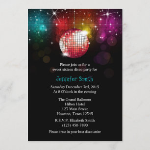Invitación a la pelota Disco Fiesta Sweet 16