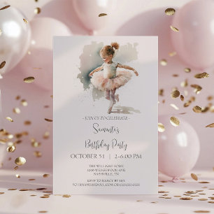 Invitación a la Pequeña Ballerina Watercolor