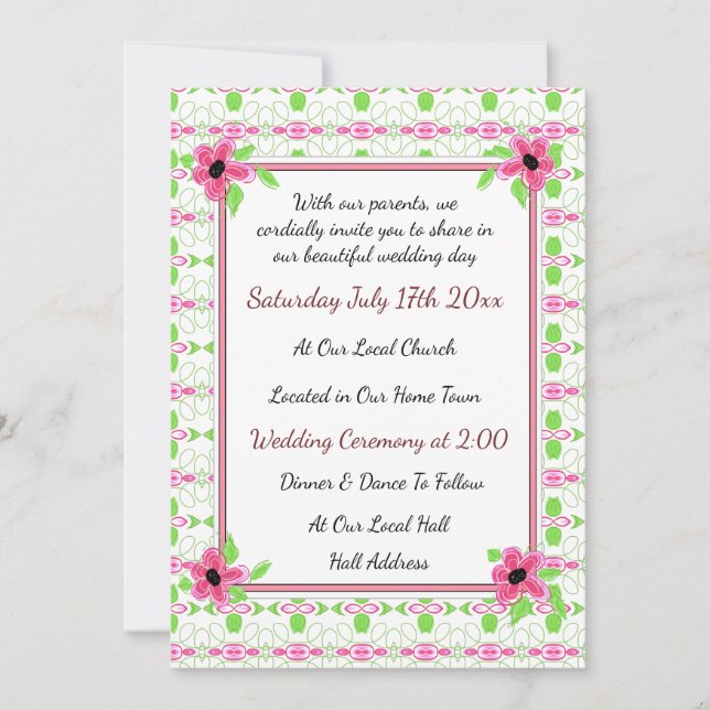Invitación a la pequeña boda de bonito (Anverso)