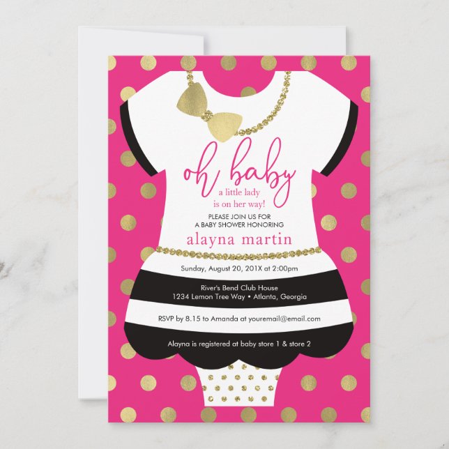 Invitación a la pequeña dama de Baby Shower, Purpu (Anverso)
