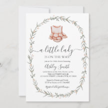 Invitación a la pequeña dama de Baby Shower, vesti