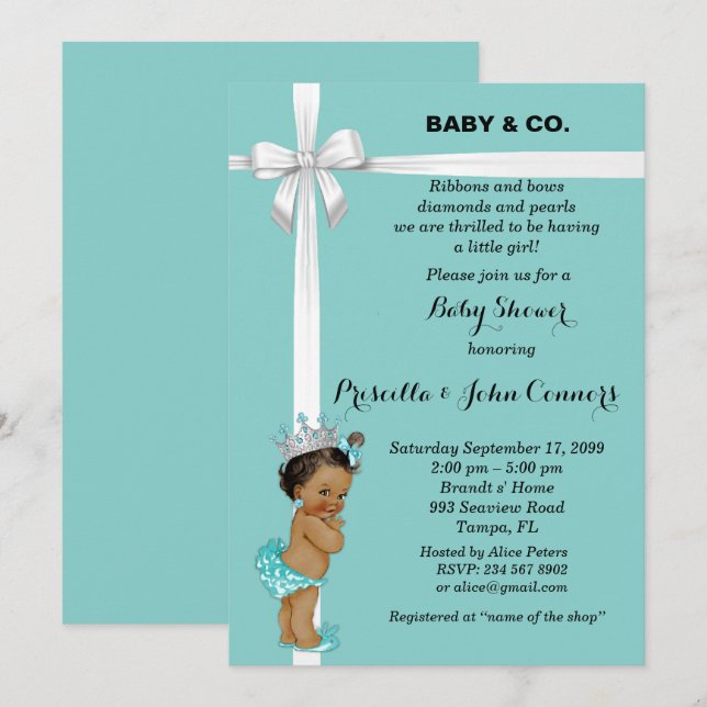 Invitación a la pequeña Princesa Baby Shower, ment (Anverso / Reverso)
