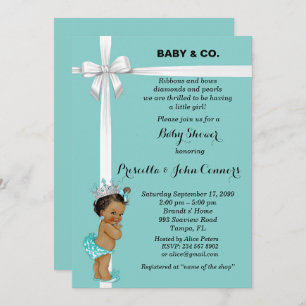 Invitación a la pequeña princesa Baby Shower,menta