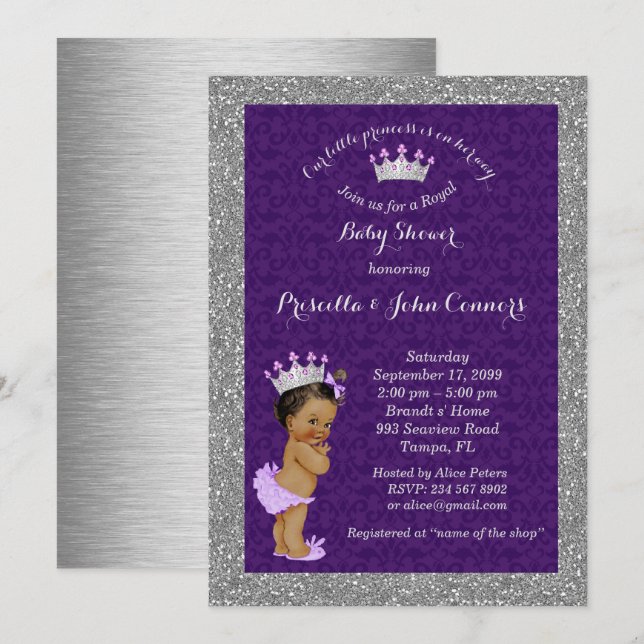 Invitación a la pequeña Princesa Baby Shower, plat (Anverso / Reverso)