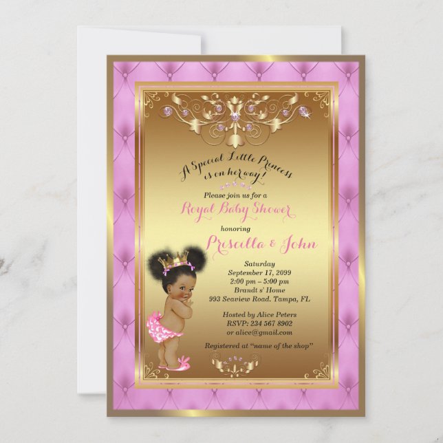 Invitación a la pequeña Princesa Baby Shower, rosa (Anverso)