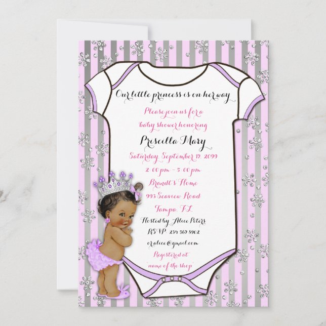 Invitación a la Pequeña Princesa de Baby Shower, m (Anverso)