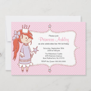 Invitación a la pequeña princesa - rosa