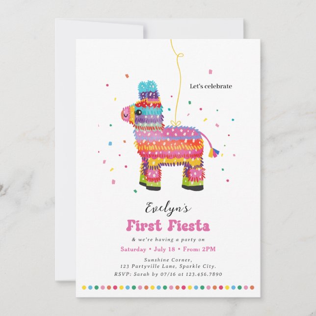Invitación a la Piñata de Cumpleaños de la Primera (Anverso)