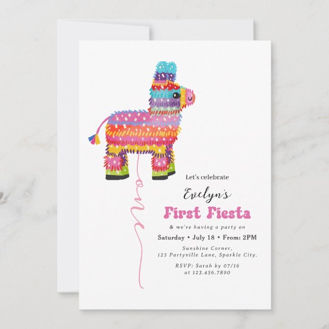 Invitación a la Piñata de Cumpleaños de la Primera (Anverso)