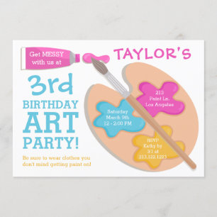 Invitación a la pintura de cumpleaños del Fiesta d