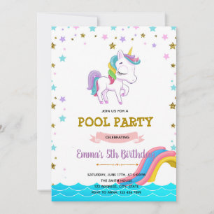 Invitación a la piscina de diapositivas de unicorn