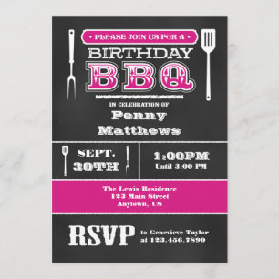 Invitación a la pizarra de cumpleaños con barbacoa