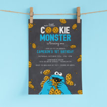Invitación a la pizarra de cumpleaños Cookie Monst