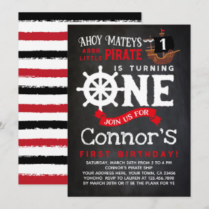 Invitación a la pizarra de cumpleaños del pirata