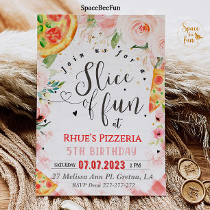 Invitación a la pizza Cumpleaños Corte de fiesta d