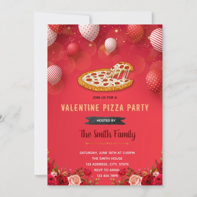 Invitación a la pizza de San Valentín (Anverso)