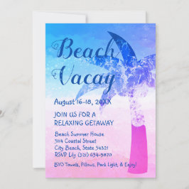 Invitación a la playa de arena y palmeras marinas