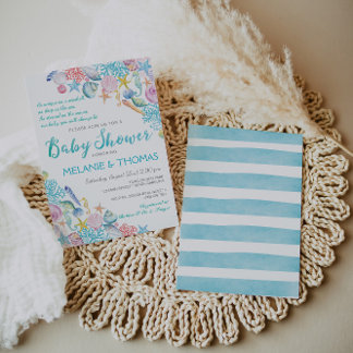 Invitación a la playa de Baby Shower, concha náuti