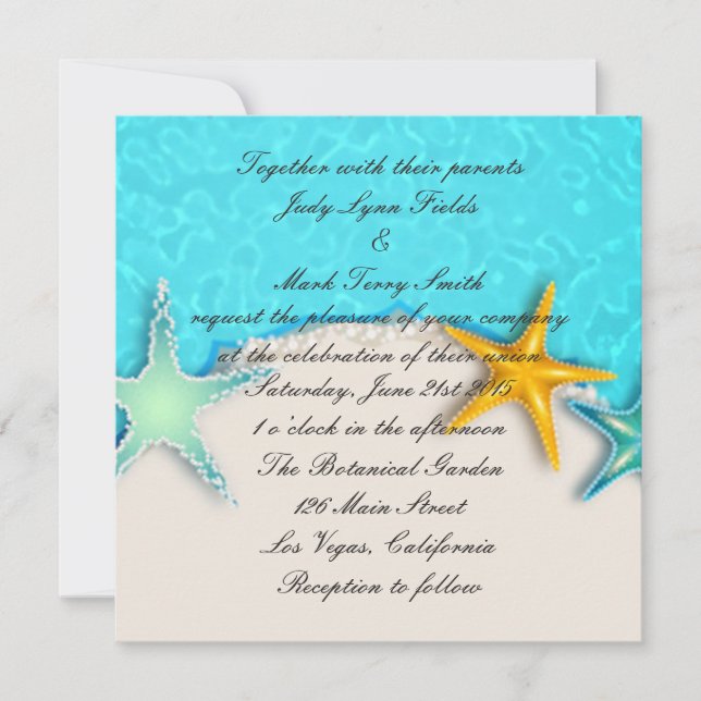 Invitación a la Playa de Verano de los Starfish de (Anverso)