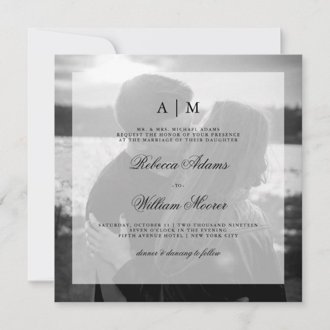 Invitación a la Plaza de la Foto Boda Moderna| Sup (Anverso)