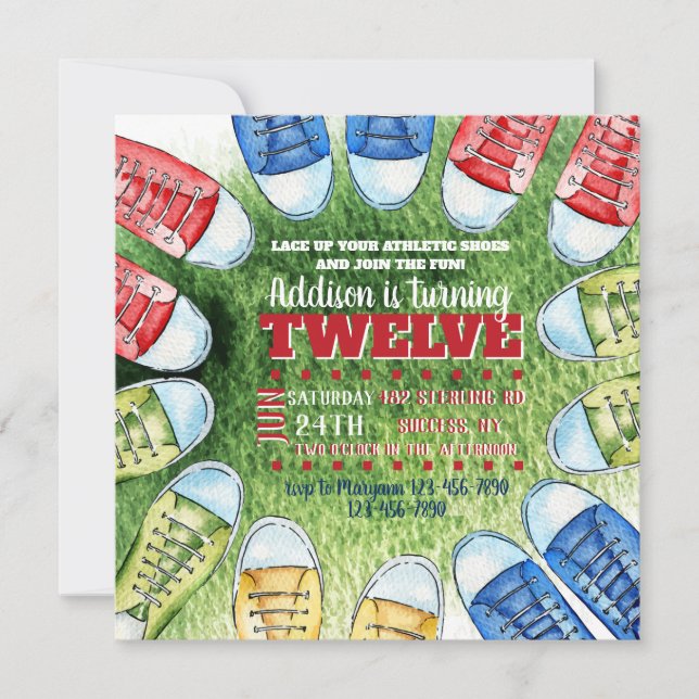 Invitación a la plaza de zapatos atléticos (Anverso)