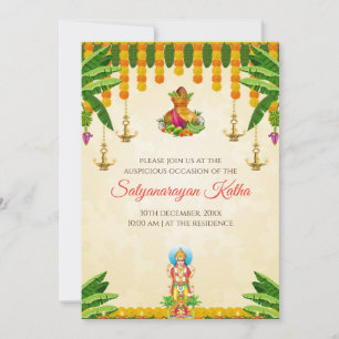 Invitación a la pooja india, invitación a la katha