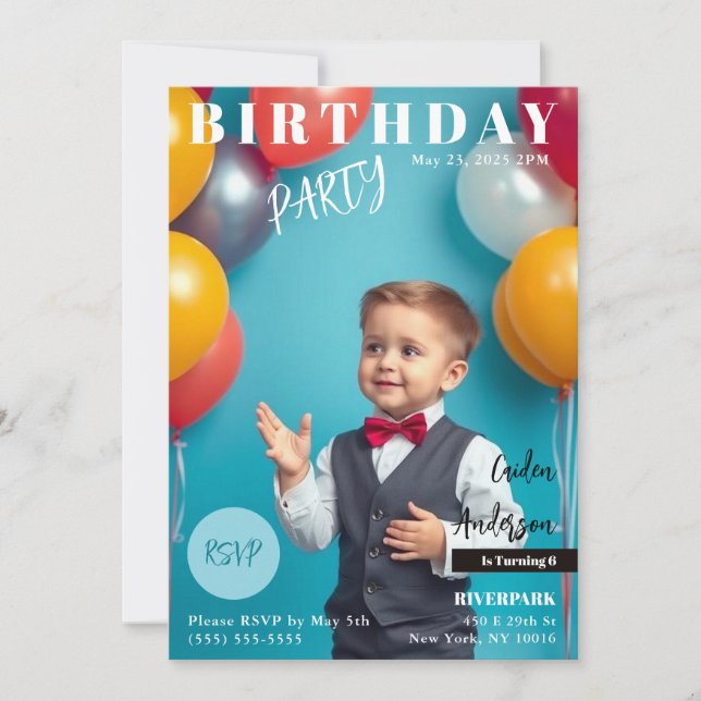 Invitación a la portada de la revista Birday Party (Anverso)