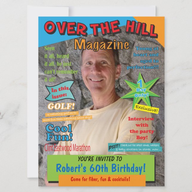 Invitación a la portada de la revista Over the Hil (Anverso)