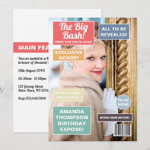 Invitación a la portada de Retro Birthday Magazine