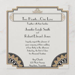 Invitación a la posada de bodas de oro Art Deco