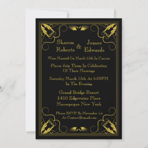 Invitación a la posboda de Black Gold Vintage