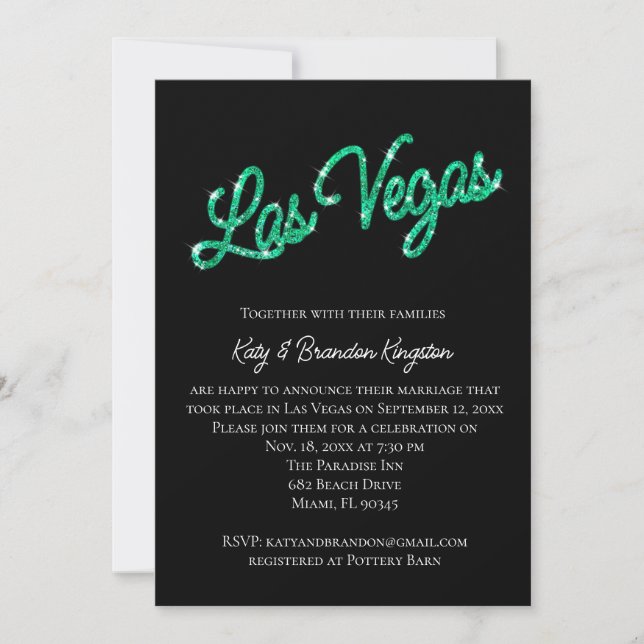 Invitación a la posboda de Emerald Las Vegas (Anverso)