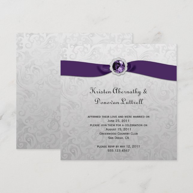Invitación a la posboda de la Cinta Púrpura Gem Si (Anverso / Reverso)