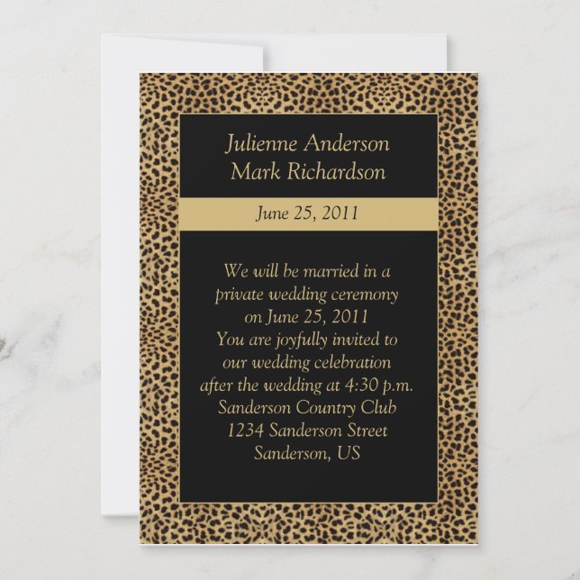 Invitación a la posboda de la impresión de leopard (Anverso)